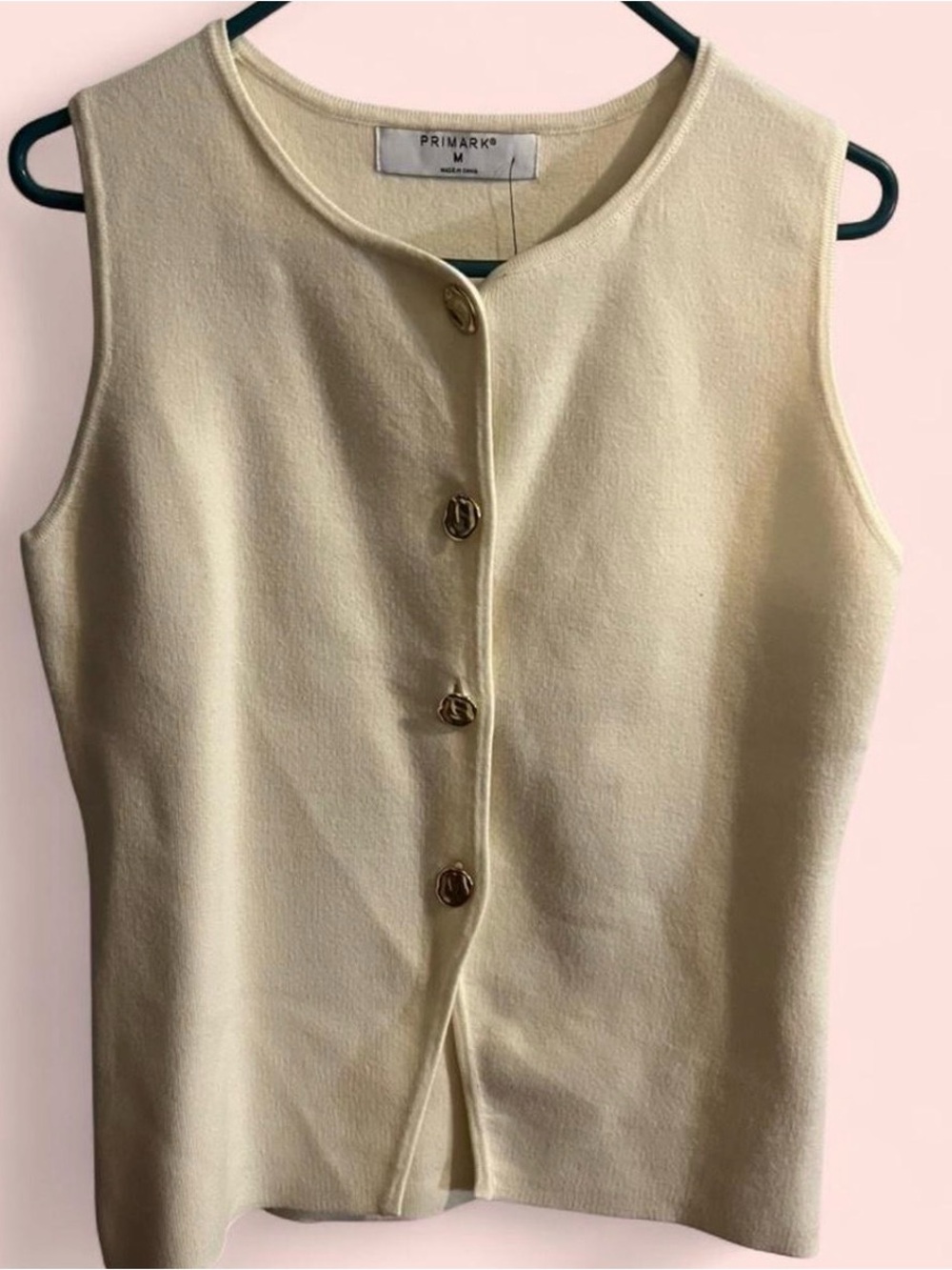 Primark Cream Button-Front Sleeveless Knit Tank